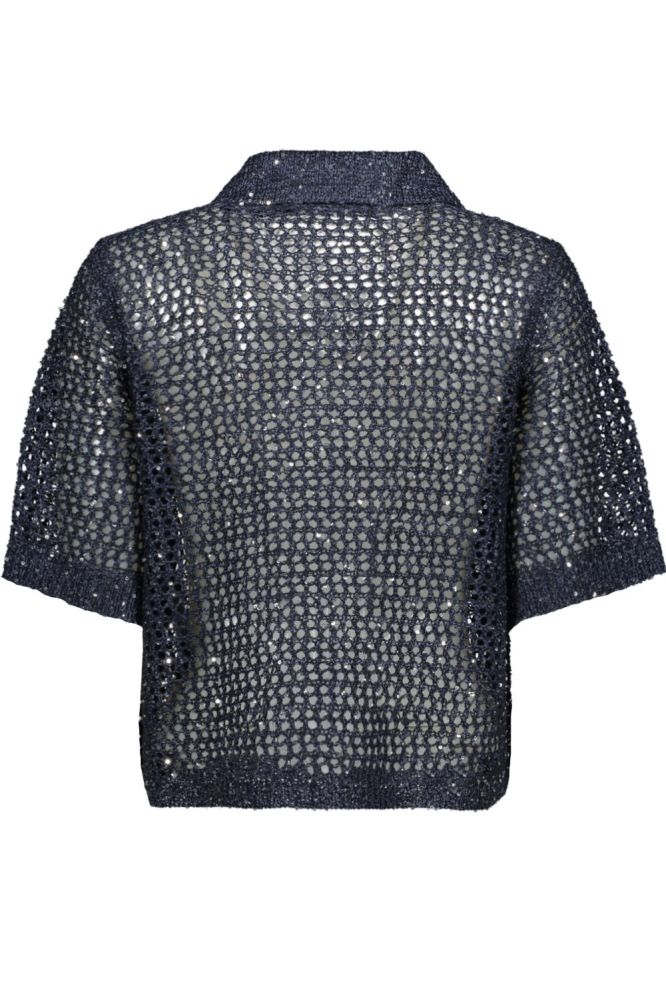 VMLEILANI GLITTER 2/4 POLONECK CARD 10327753 Navy Blazer/W. Silver